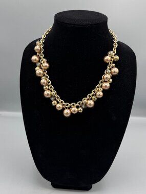 Gold colored pearl necklace, Fun trendy Statement Piece